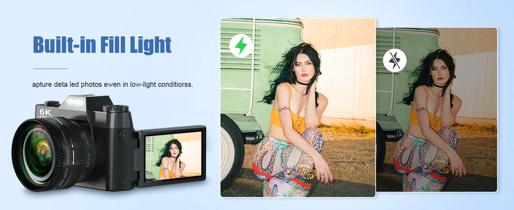 6K Digital Camera for Photography 16X Digital Zoom WiFi Video Cameras 64MP Autofocus YouTube Vlog Camcorder with 3'' Flip Screen