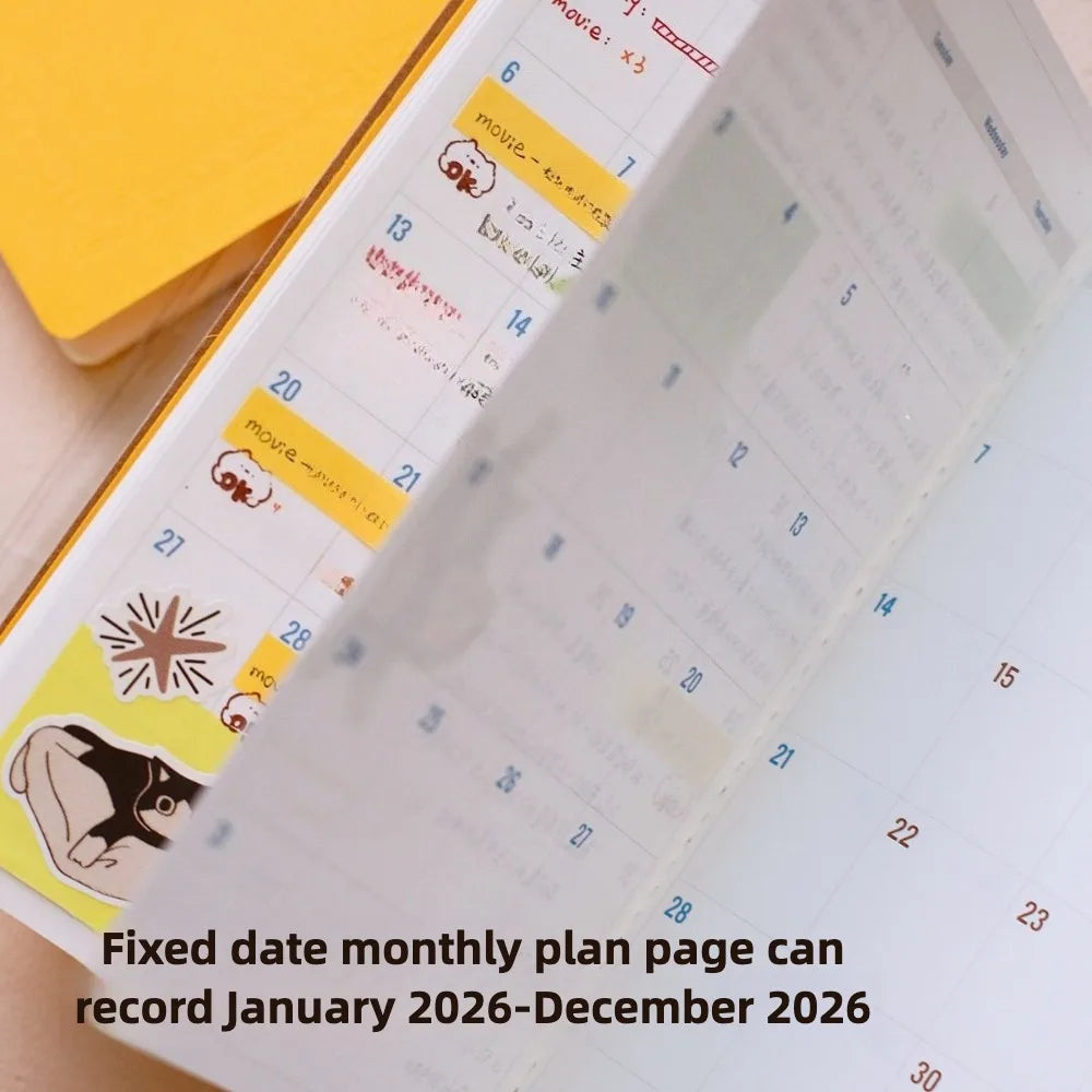 2026 Annual Calendar Plan Schedule Traveler Notebook Planner Inner Page for Planner Core Replacement Travel Journal