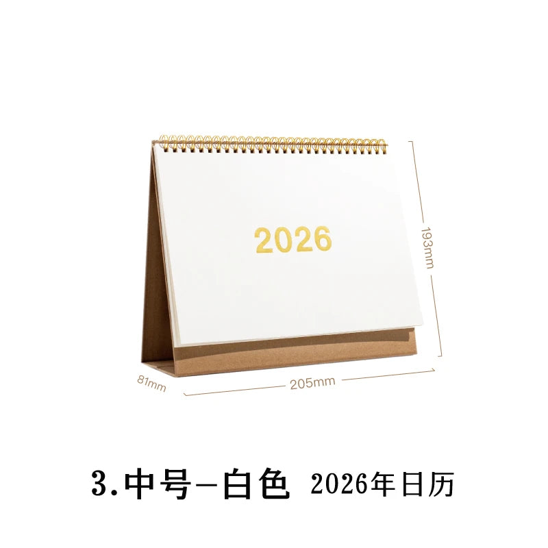 Journal GO Portable Simplified Standing Calendar 2026 Page Flip Desktop Ornament Check-in Planner Calendar School Office Supply
