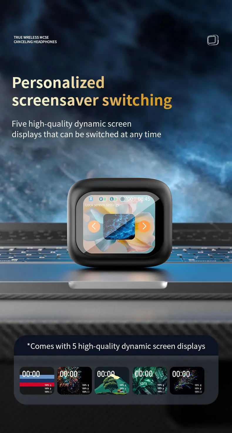 2025 New Wireless Earbuds With Touch Screen In-Ear Earphone ANC Noise Cancellation Long Battery ENC Compatible With IOS Android