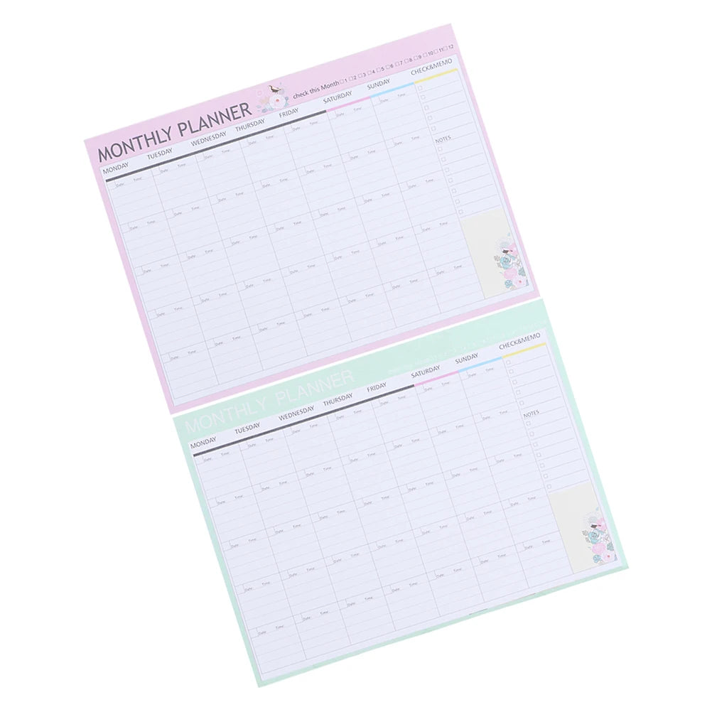 Monthly Planner 2 Books Daily Planners Notepad Carry Work Portable A4 Size Task Scheduling Weekly Spread Undated Pages Thick