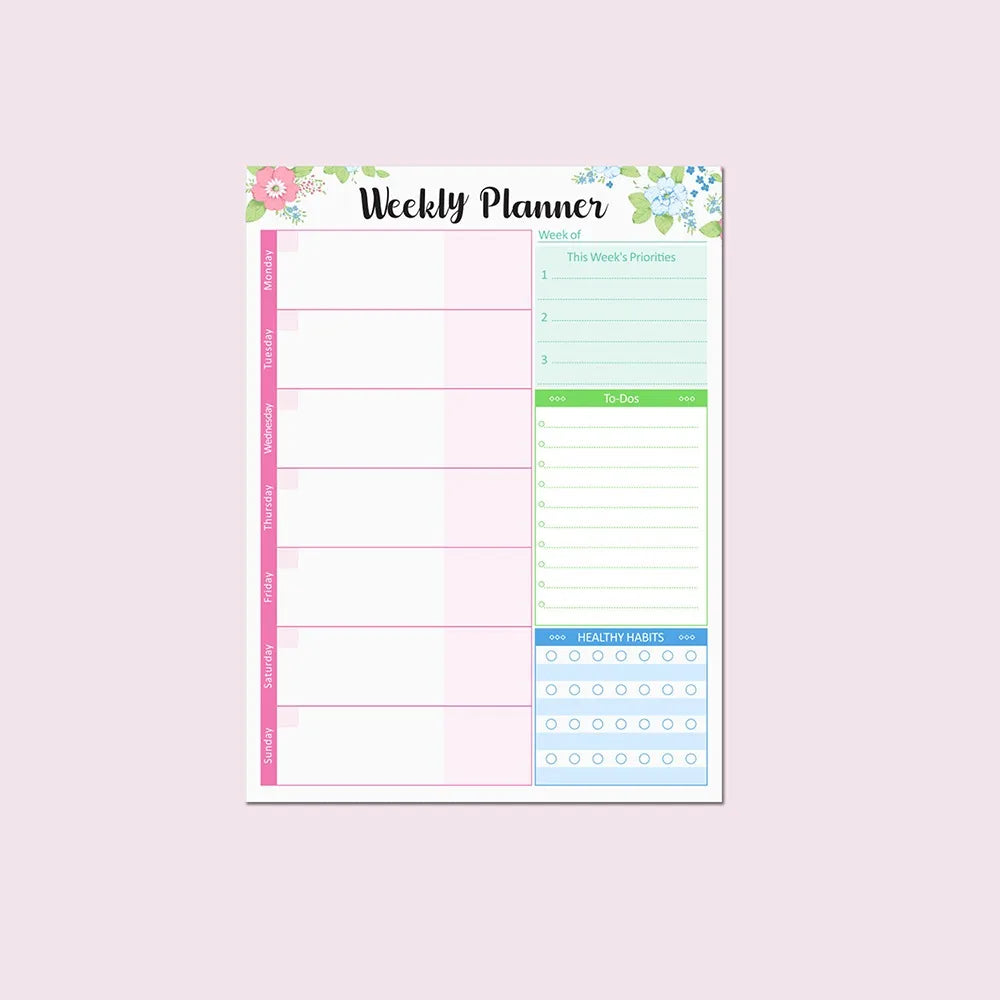 Wide To Do Planner Weekly Planning Notepad Schedules Stationery Weekly Meal Planner Pad Undated A5 Notebook Planner