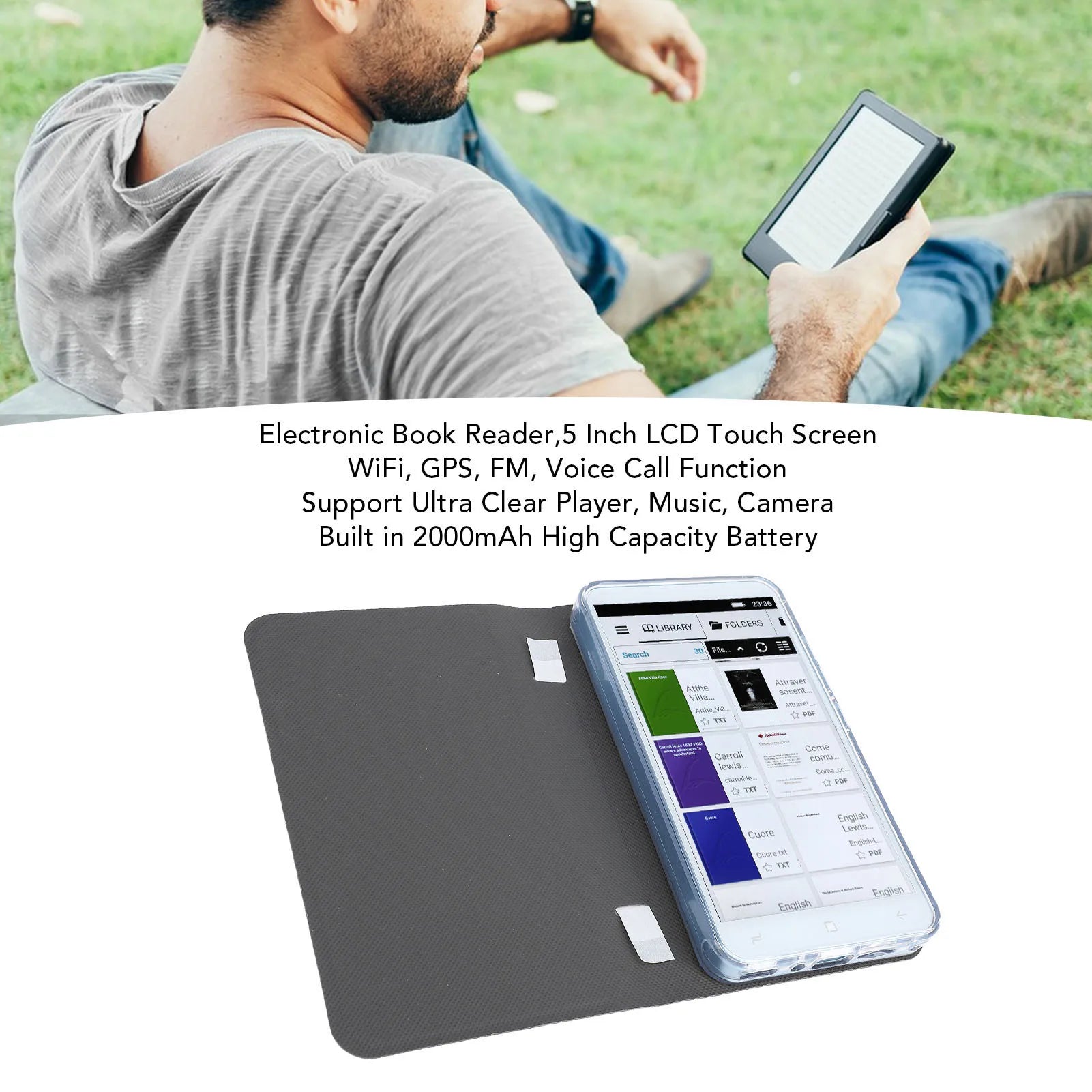 Electronic Book Reader Electronic Book Reader 1+8GB 5 Inch Color LCD Touchscreen WiFi Bluetooth FM Portable Digital Book Reader