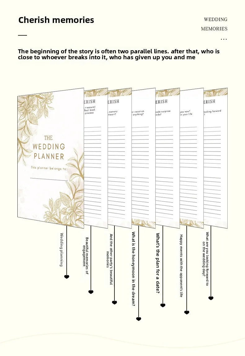 Hardcover Wedding Planner - 164-Page 100GSM Organizer for Brides, School & Holidays, Portable Checklist Journal