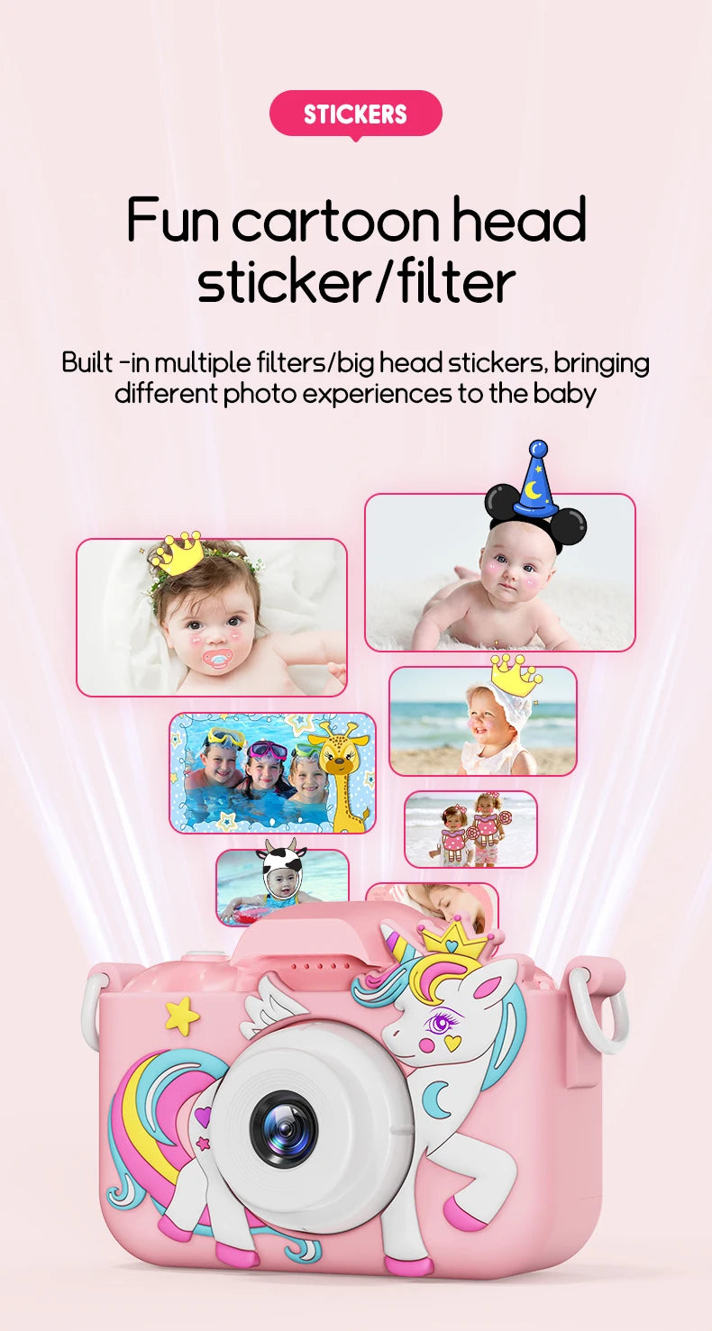 Digital Kids Cameras Toys Mini Children Camera 1080P HD 8x Zoom Dual Camera Boys Girls Birthday Gifts Outdoor Photography Toy