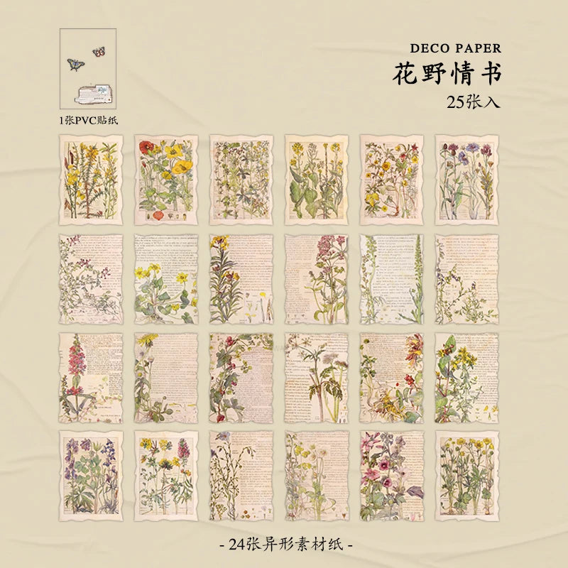 Journamm 25 Sheets Vintage Journaling Scrapbooking Supplies Craft Paper Journals Planners Aesthetics Collage Photo Album Frames