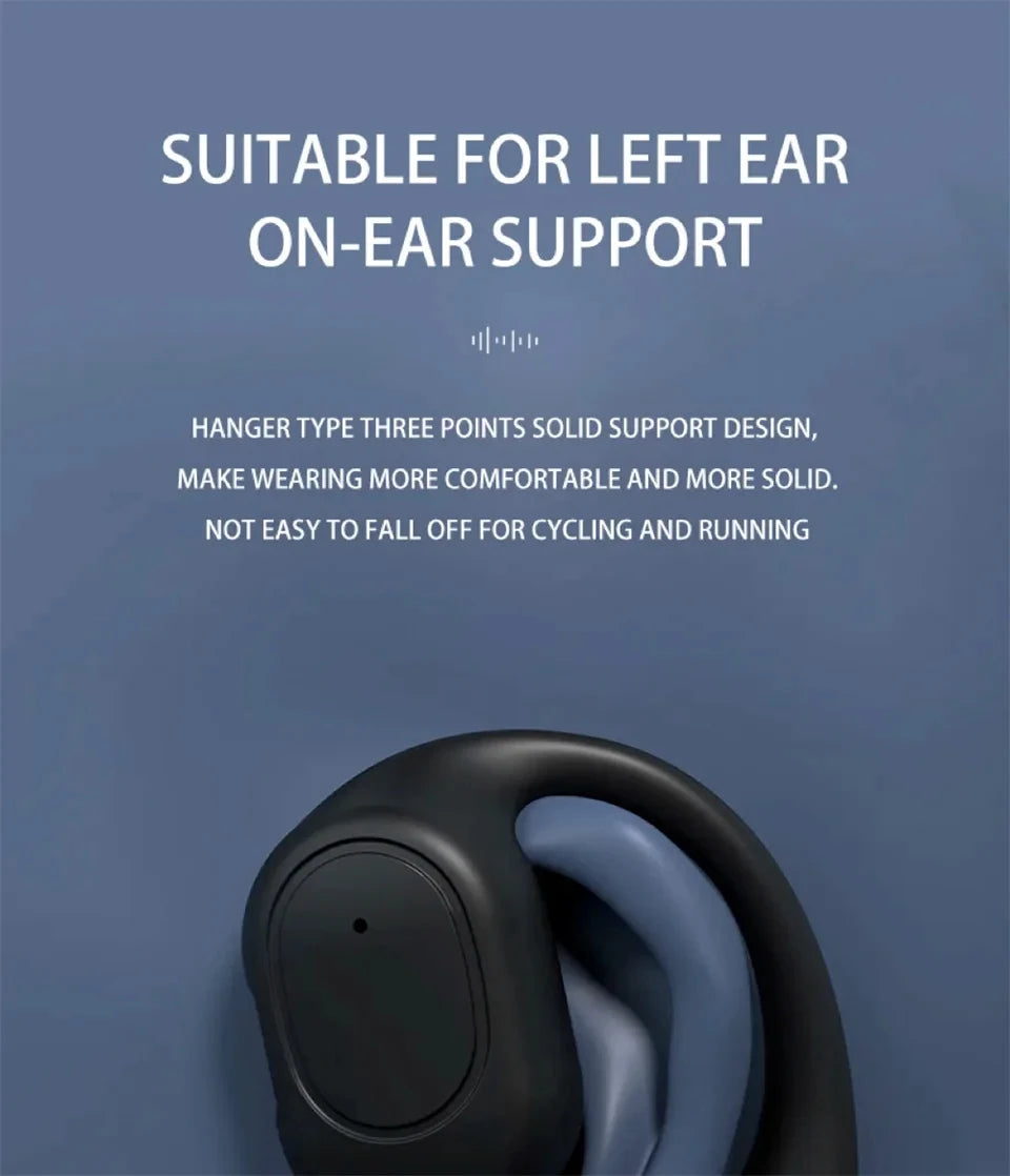 Wireless Single Ear Buds with Earhooks Bt 5.3 Earpiece Sports Headphones Over-Ear Running Workout Wrap-Around Earbuds