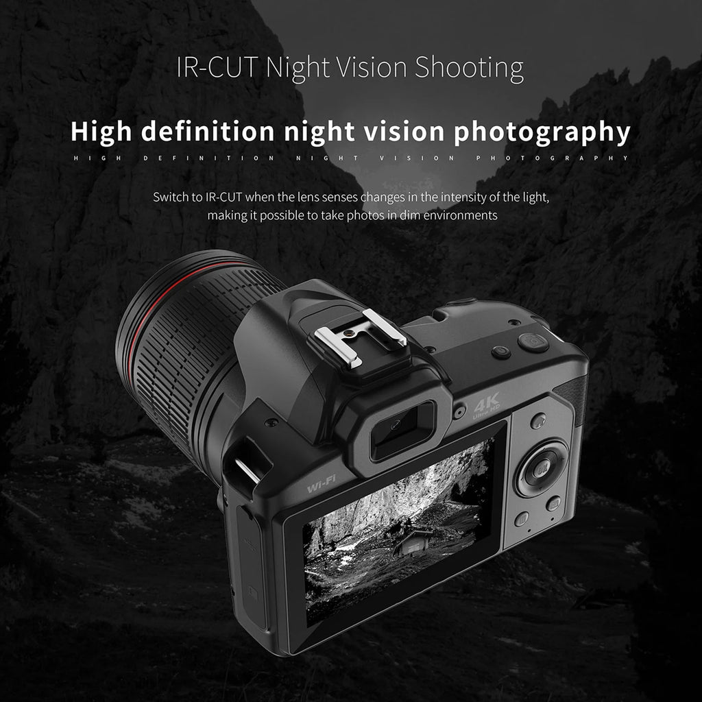Digital Camera IR Night Vision Travel Digital Camera 3 Inch  Color Display 16X Digital Zoom WiFi HD 4K 64MP for Photography
