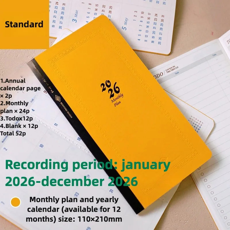 2026 Annual Calendar Plan Schedule Traveler Notebook Planner Inner Page for Planner Core Replacement Travel Journal