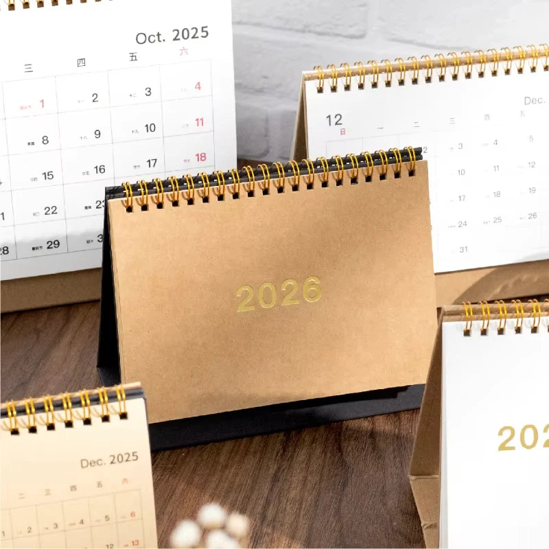 Journal GO Portable Simplified Standing Calendar 2026 Page Flip Desktop Ornament Check-in Planner Calendar School Office Supply