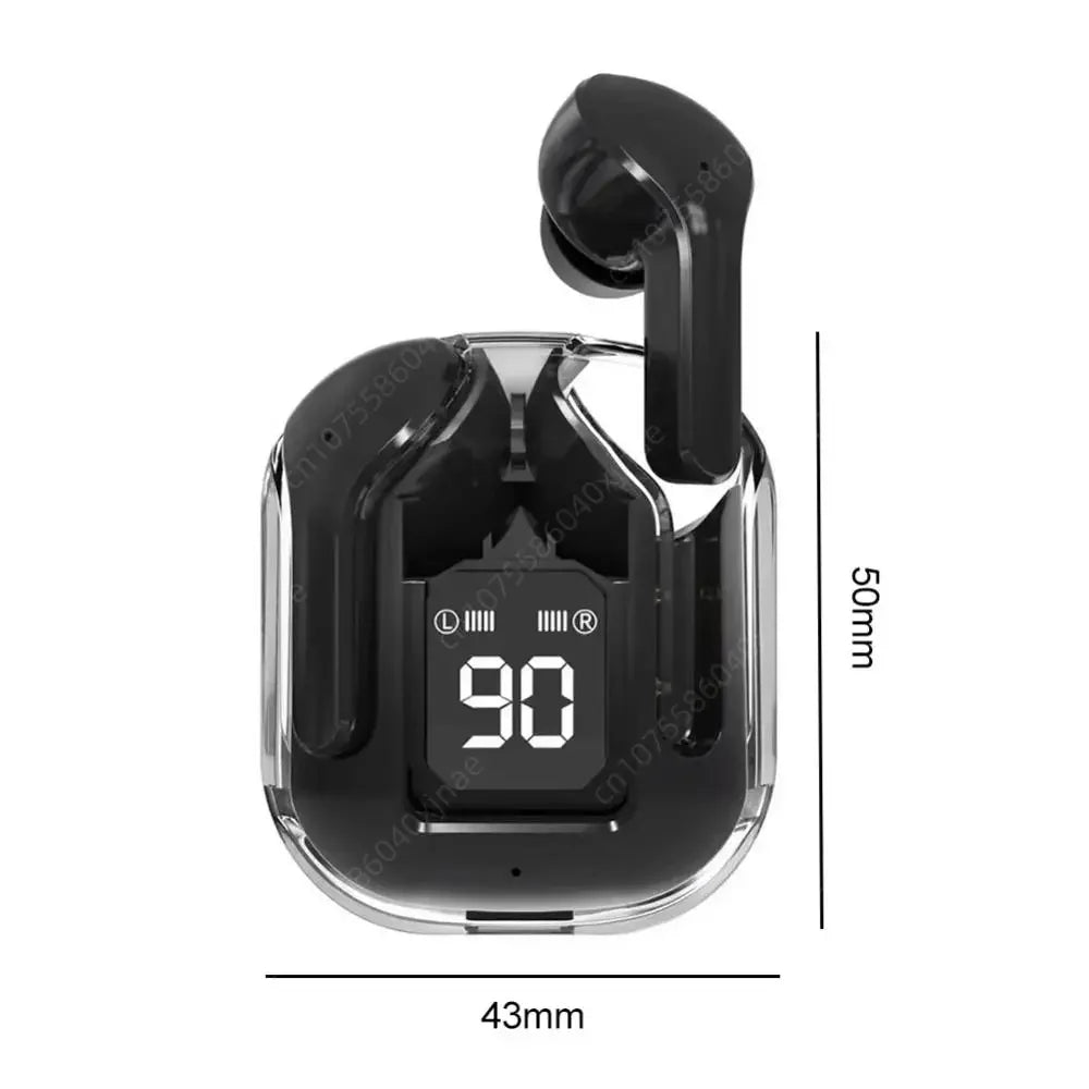 Bluetooth-Compatible Noise Canceling Translucent Earphones with Digital Display Charging Case Small Ear Buds for Sports Working