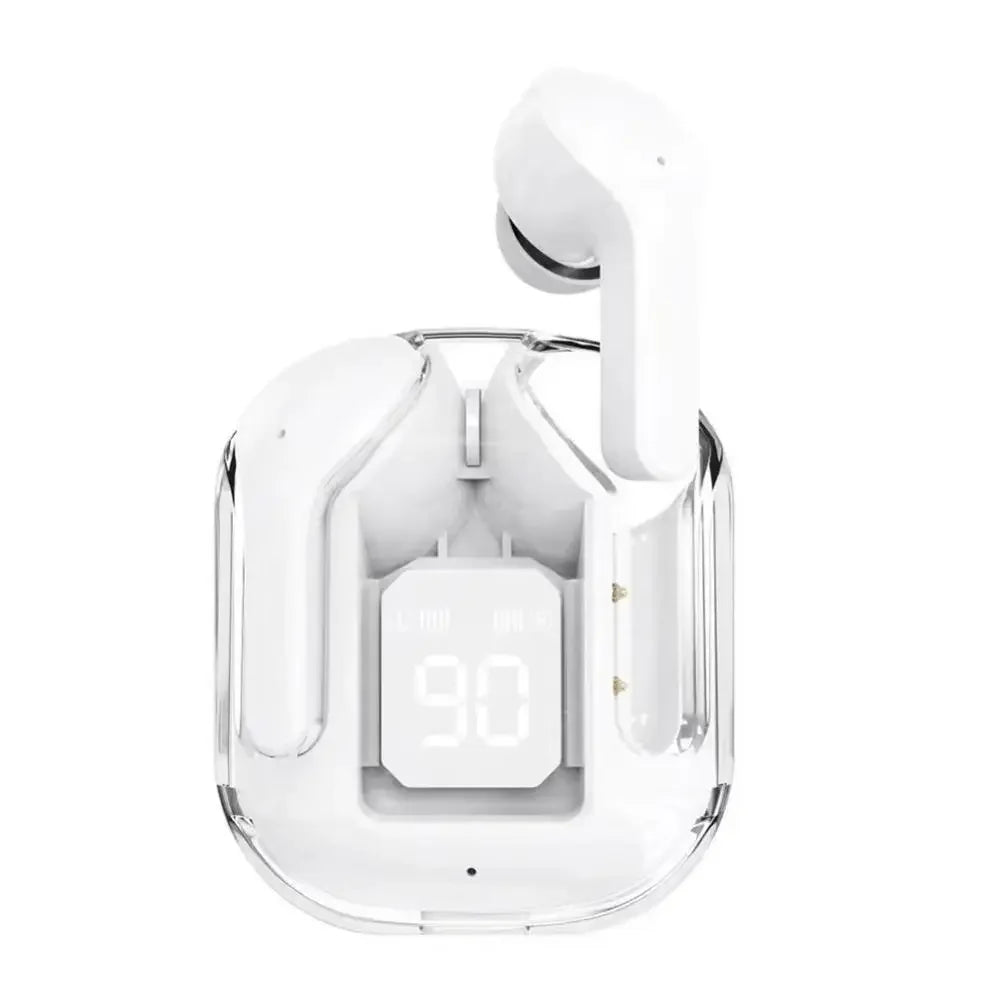 Bluetooth-Compatible Noise Canceling Translucent Earphones with Digital Display Charging Case Small Ear Buds for Sports Working