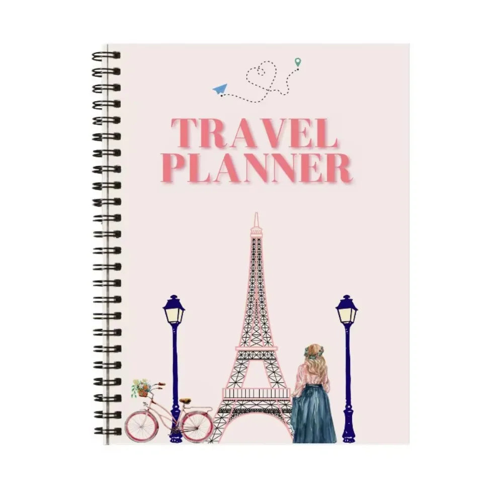 Travelers Journals Travel Planner Notebook Student Stationary Thick Paper Spiral-Bound Travel Planner Pink Hardcover
