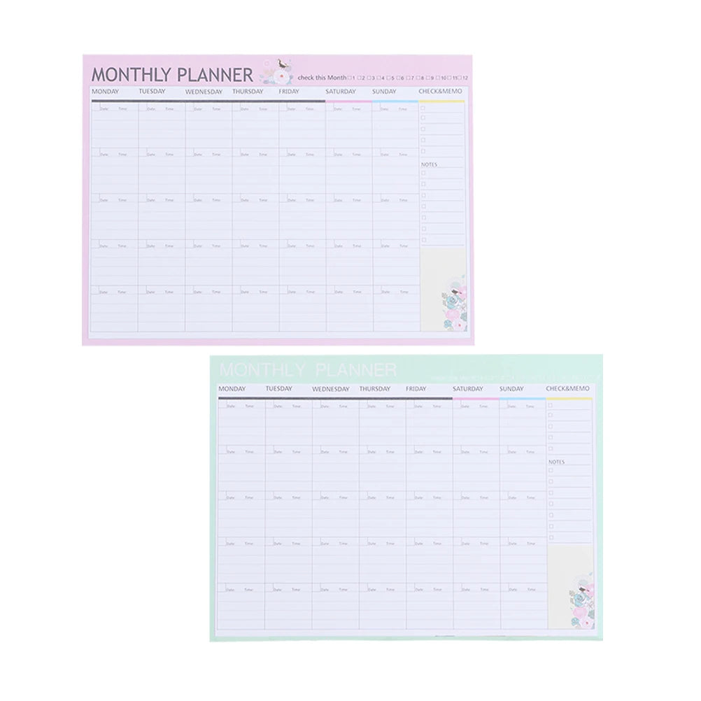 Monthly Planner 2 Books Daily Planners Notepad Carry Work Portable A4 Size Task Scheduling Weekly Spread Undated Pages Thick