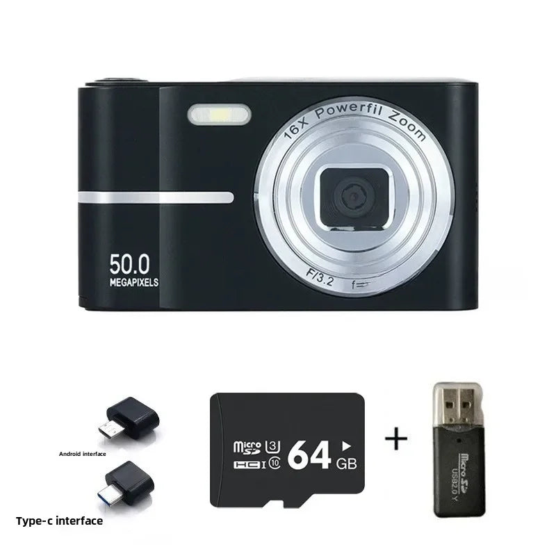 Digital Cameras1080P Camera 44MP Camera Portable Compact Camera with 2.4 Inch LCD Screen16x Digital Zoom, 32G Micro Memory Card