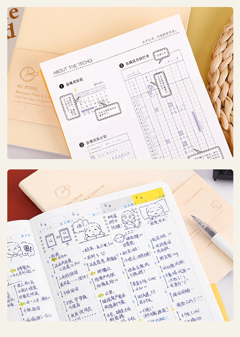 Kinbor Timeline Weekly Planner Pocket Journal Notebook Daily Agenda Monthly Planning Habits Tracker Time Organizer Schedule