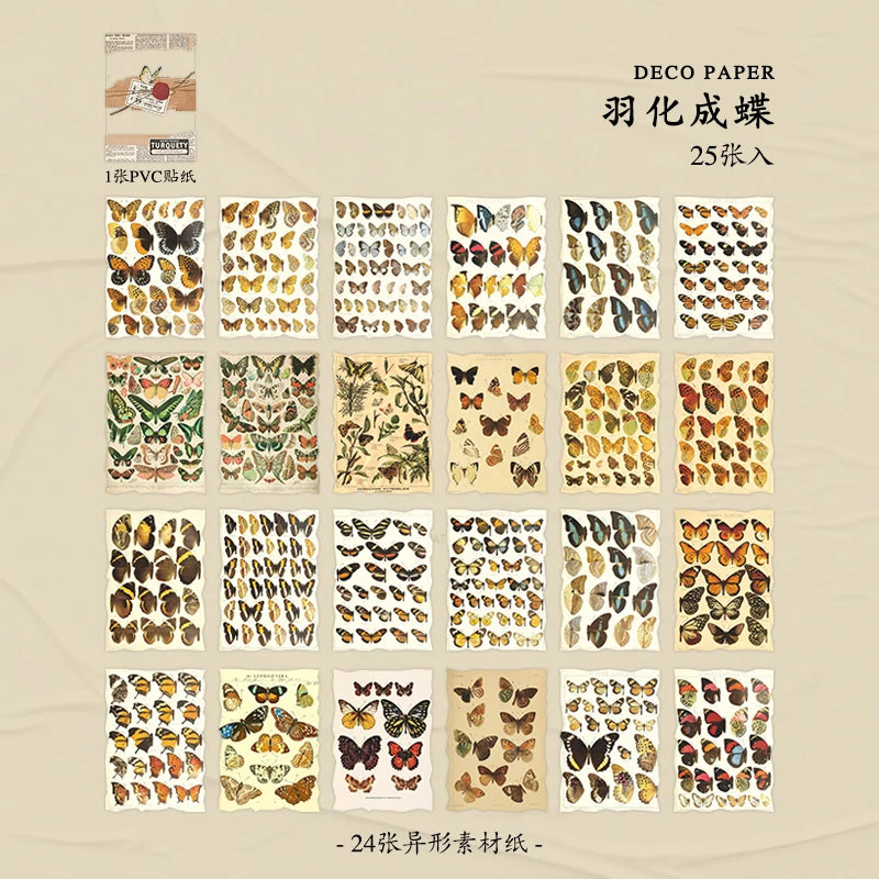 Journamm 25 Sheets Vintage Journaling Scrapbooking Supplies Craft Paper Journals Planners Aesthetics Collage Photo Album Frames