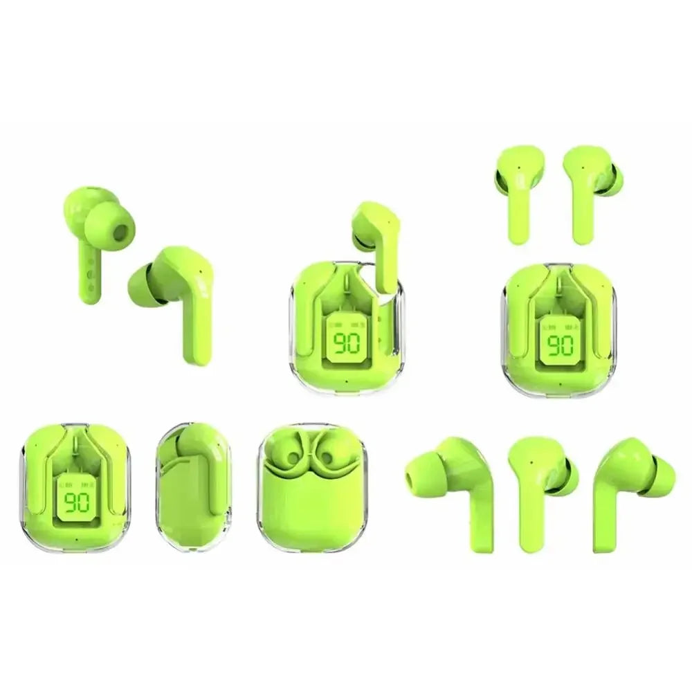 Bluetooth-Compatible Noise Canceling Translucent Earphones with Digital Display Charging Case Small Ear Buds for Sports Working