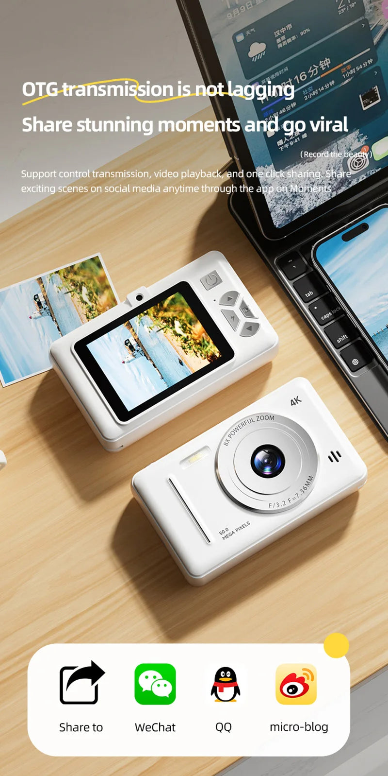 4K Digital Camera 5000W Pixel Retro CCD Portable Card Camera Entry-level Camera Dual Camera Flash 50 Million Pixels Auto Focus