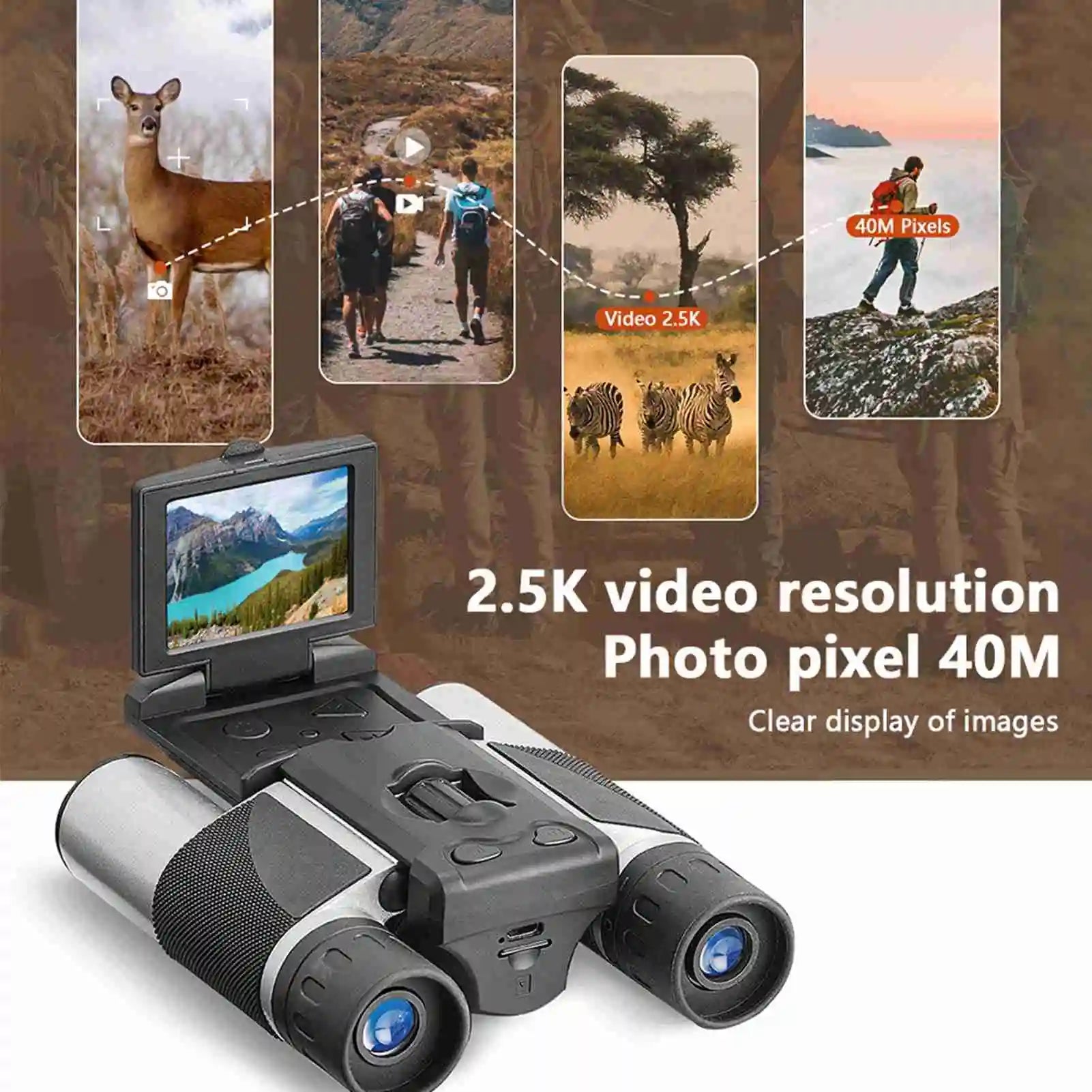 Digital Camera Binoculars 2.0 Inch LCD 8X Digital Zoom Video Photo Recording Telescope Digital Binoculars with Camera