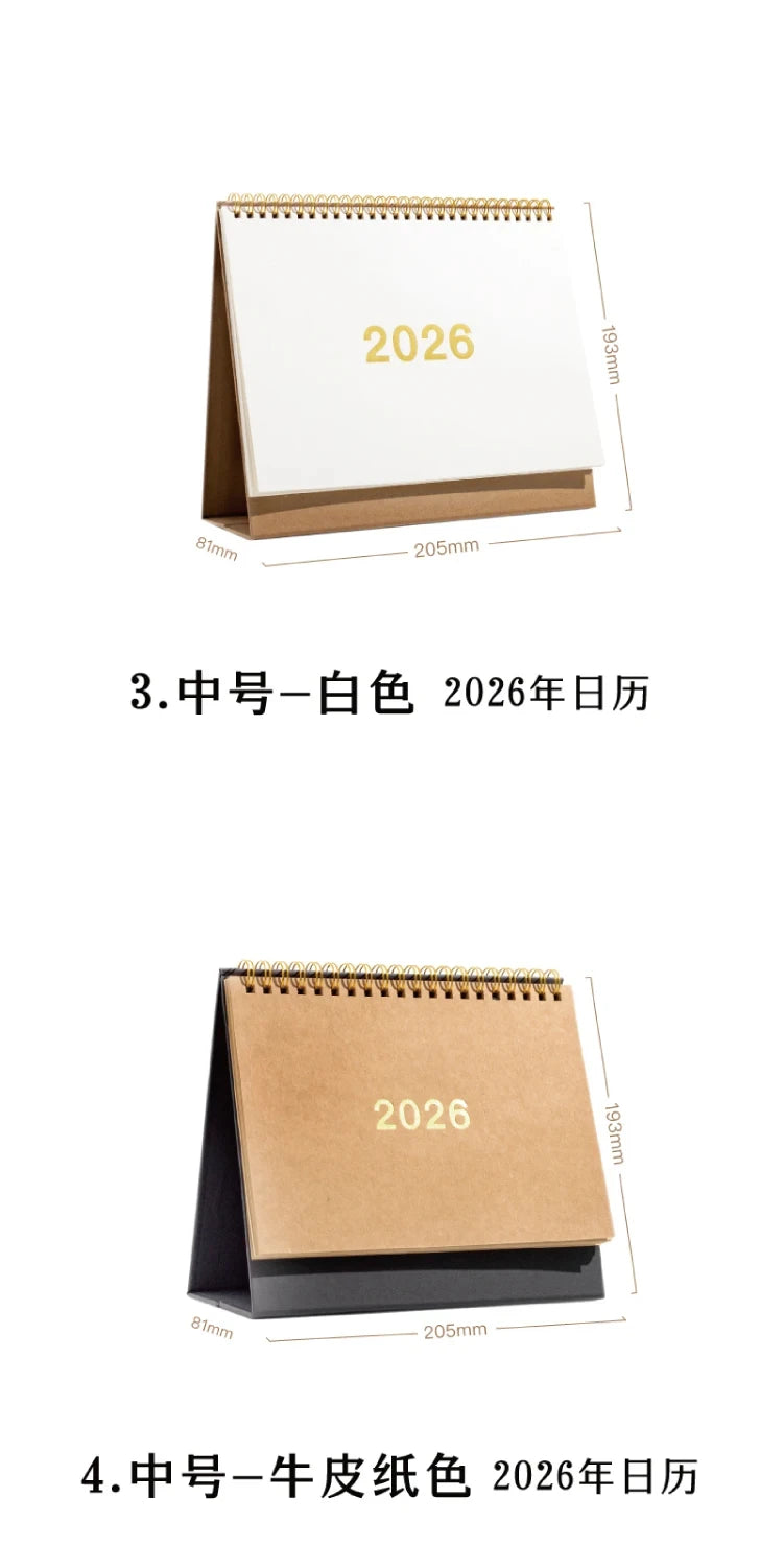 Journal GO Portable Simplified Standing Calendar 2026 Page Flip Desktop Ornament Check-in Planner Calendar School Office Supply