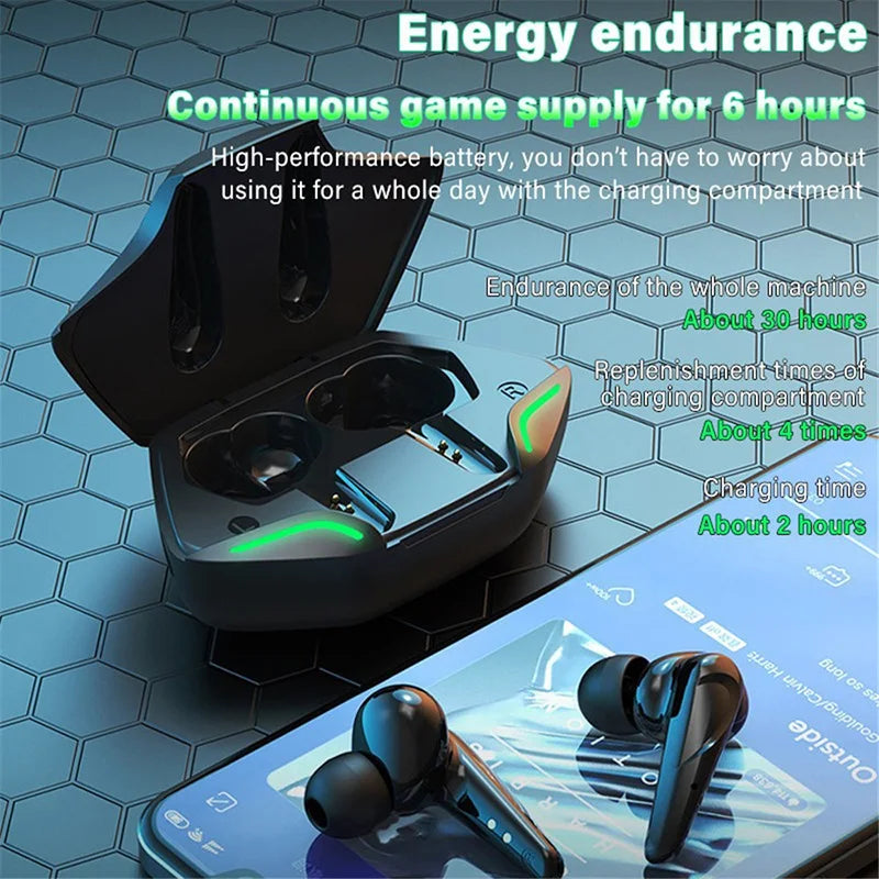 Wireless Bluetooth Earphones Gaming Noise-Cancelling Airbuds Extra-Long Battery Life In-Ear Headphones iOS and Android Universal