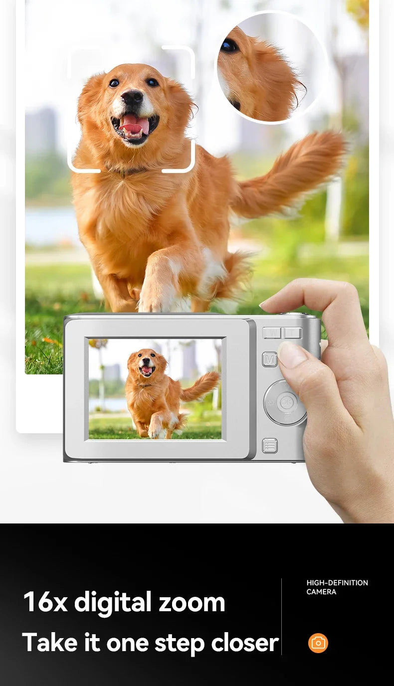 Digital Cameras1080P Camera 44MP Camera Portable Compact Camera with 2.4 Inch LCD Screen16x Digital Zoom, 32G Micro Memory Card