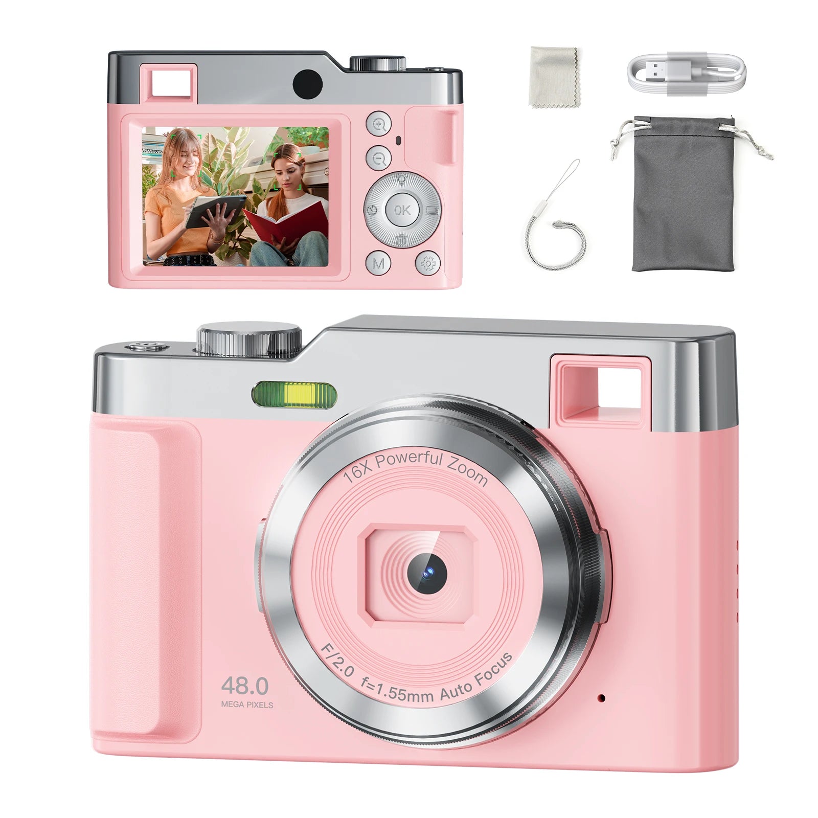 Digital Camera Camera Digital Point and Shoot Camera with 16X Zoom Anti Shake Portable Compact Camera for Teens Adult Beginner