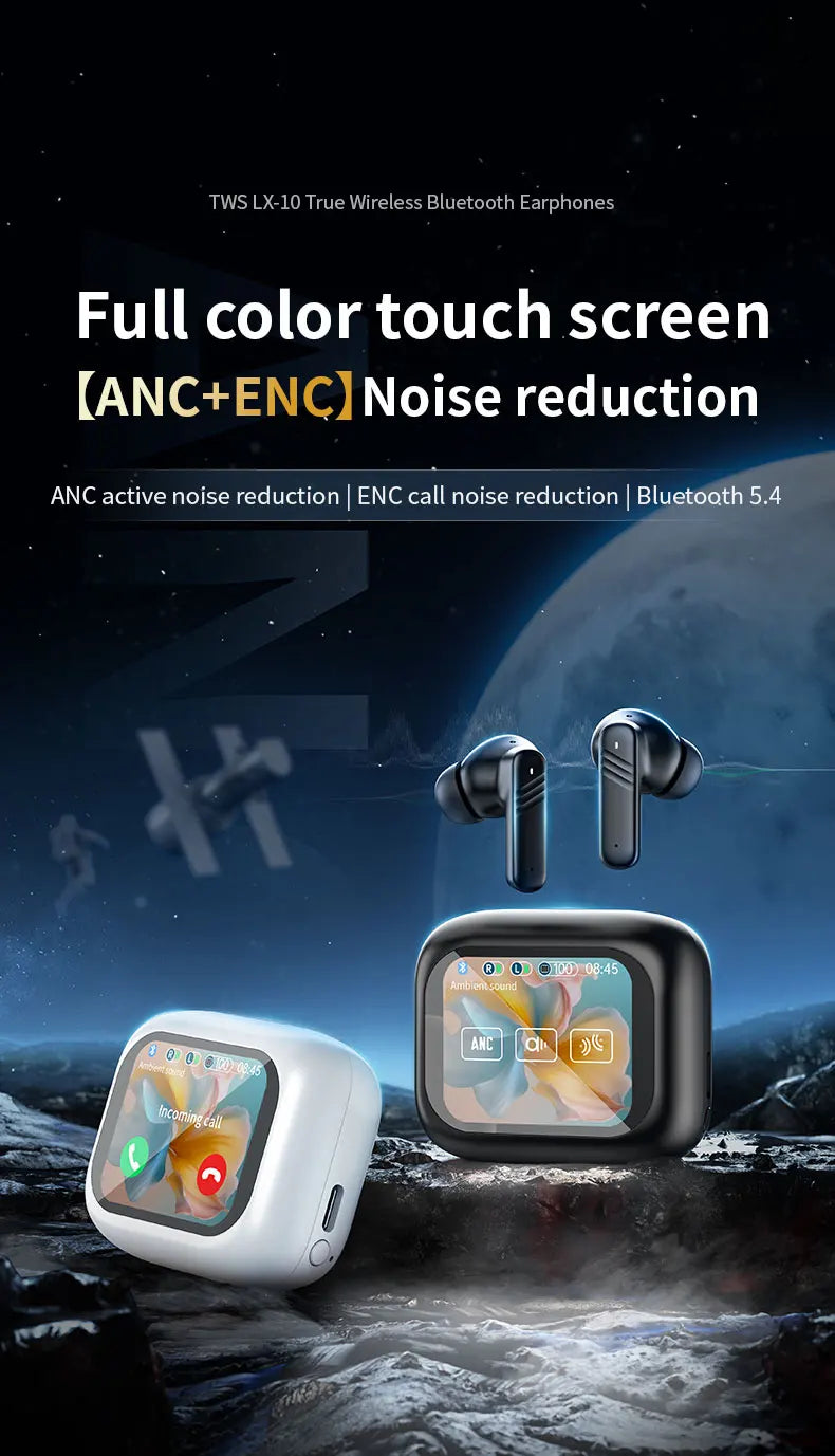 2025 New Wireless Earbuds With Touch Screen In-Ear Earphone ANC Noise Cancellation Long Battery ENC Compatible With IOS Android